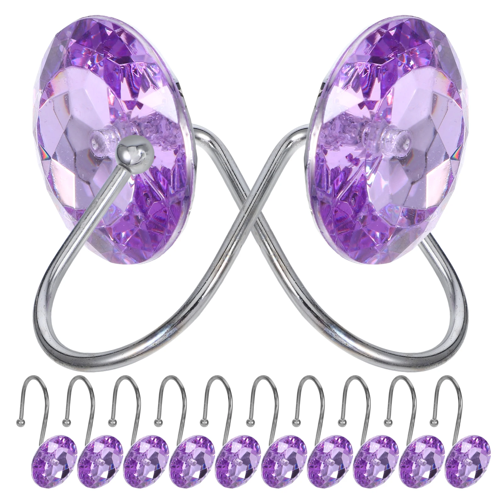 12 قطعة من شماعات الستائر للاستحمام المقاومة للماء من الأكريليك المعدني، شريحة ناعمة شديدة التحمل مناسبة لجميع أنواع الستائر #3