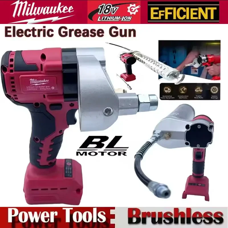 

Milwaukee Brushless 10000PSI Electric Grease Gun High-Pressure Automatic Oil Injector for 18V Battery Fat Machine Tool