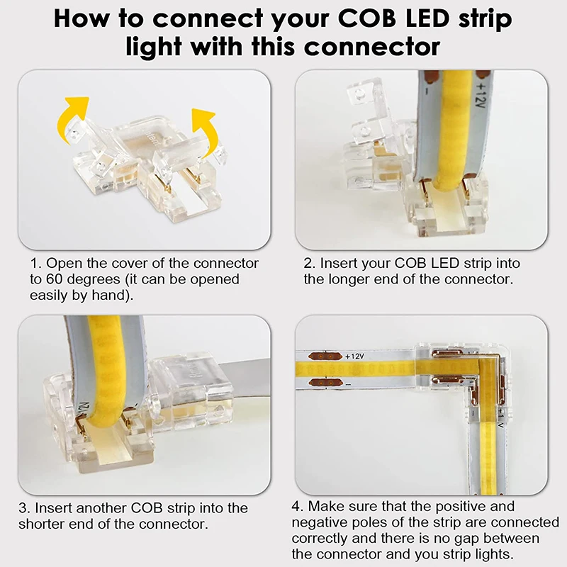 2-pinowe złącza LED COB 8mm 10mm do taśmy bez lutowania złącze narożne do świateł pasek COB LED 2Pin