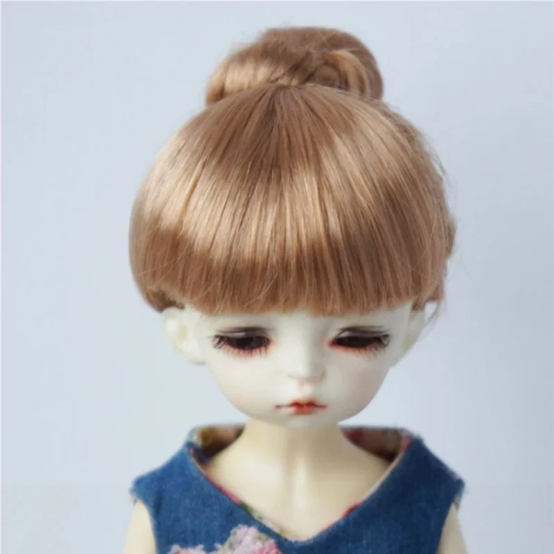 

JD049 1/12 1/8 1/6 1/4 1/3 updo Single Bun Synthetic Mohair BJD Wigs Lati white & Yellow YOSD MSD SD Doll Hair