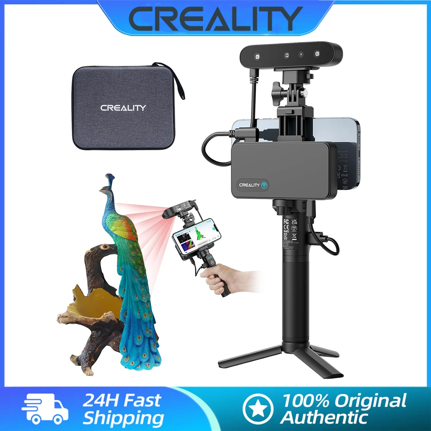 

Creality 3D CR-Scan Ferret Pro 3D Scanner Handheld Anti-shake Tracking WiFi6 24-bit full-color Wireless Scanning 0.1mm Accuracy