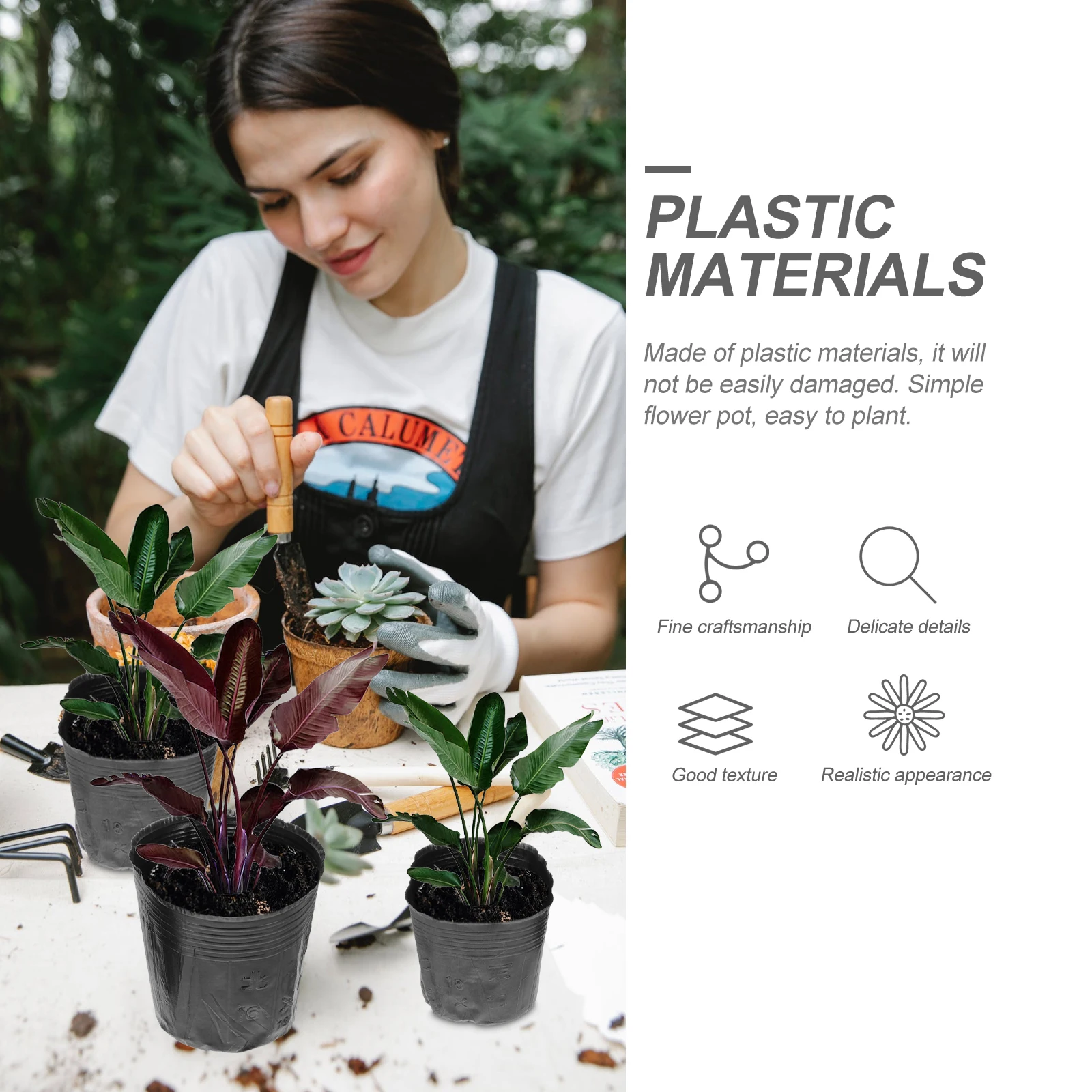 

400 Pcs Nutrition Cups Plastic Plant Pots Small Nursery Starter Black Gardening Balcony Outdoor Terrace Flower Pot Planter