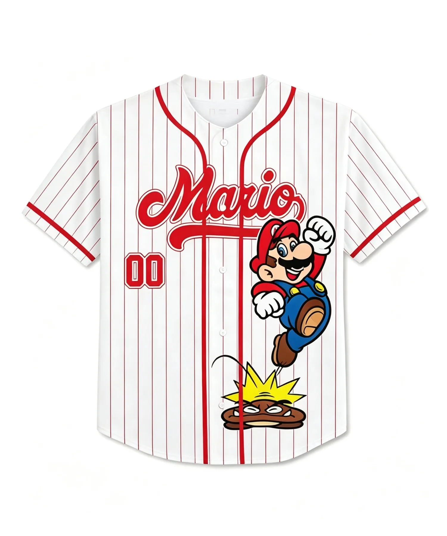 Men's Cartoon Anime Printed Crew Neck Short Sleeve Cardigan Baseball Uniform Casual Fashion Sports Jersey T-Shirt view 2