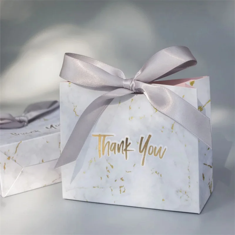 10/30/50Pcs Marbled Gift Packaging Bags with Ribbon Creative European Wedding Candy Box DIY Jewelry Paper Bags Wholesale