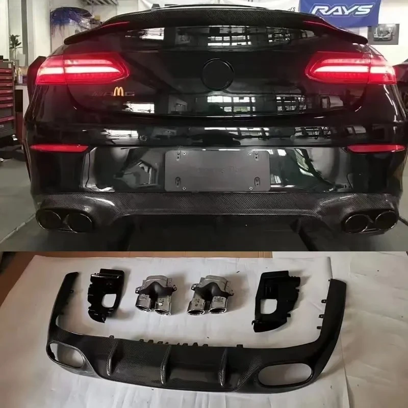 

Для Mercedes Benz W238 E Coupe E53 E300, бампер из настоящего углеродного волокна, задний диффузор для губ, комплект выхлопной системы автомобиля 2018