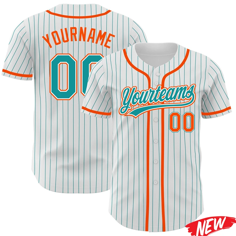 Mehrfarbig gestreiftes Baseball-Shirt für Herren, individuelles Shirt mit Namen und Nummer, Sommer-Oberteil mit Knöpfen und kurzen Ärmeln, klassisches Baseball-Team-Trikot