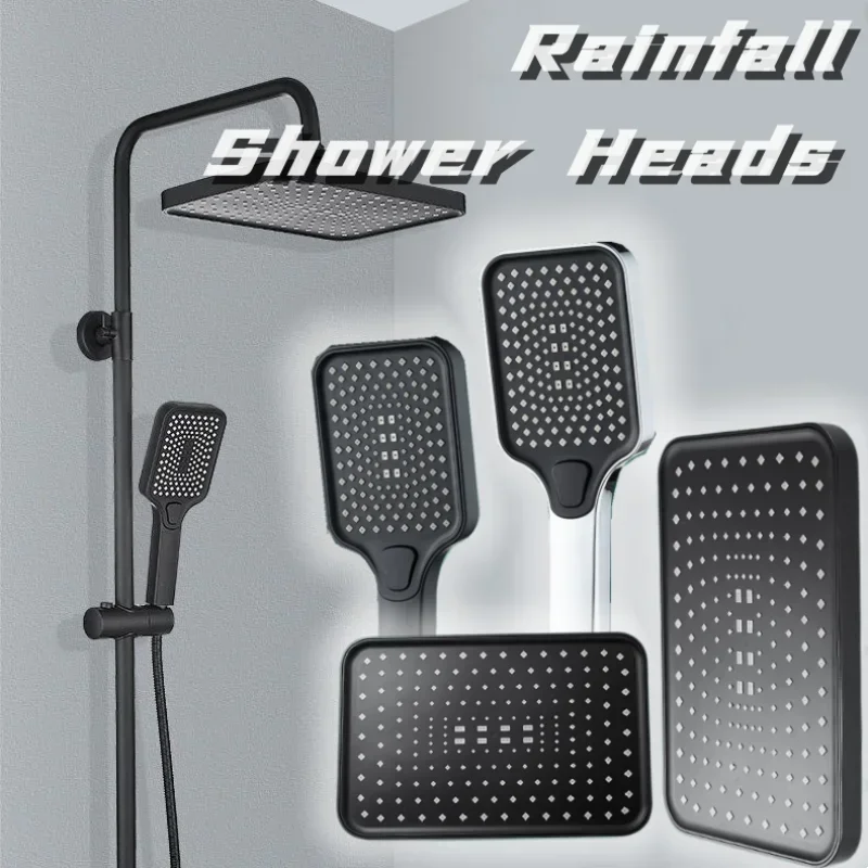 Rainfall Shower Head Large Flow Showerhead 4 Mode Adjustable High Pressure Water Saving Shower Mixer for Bathroom Accessories