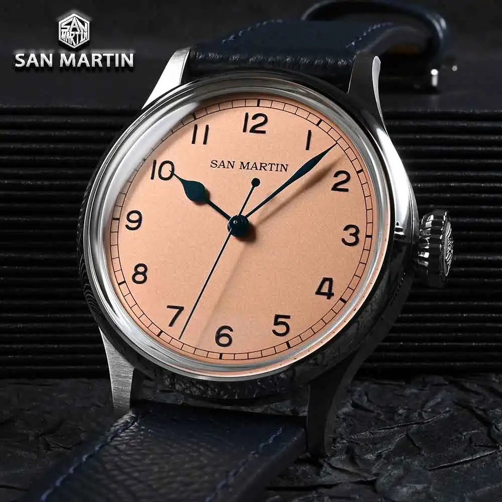 New San Martin 38.5mm NH35 Watch Freckles Military Automatic Self-Wind Mechanical Wristwatch Waterproof 100M Men Watches SN0105