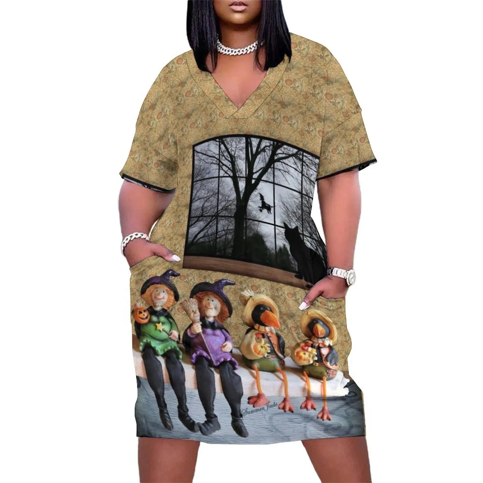 

Tell Us A Happy Halloween Story! Loose Pocket Dress summer dress korean women summer dress daily clothes for woman