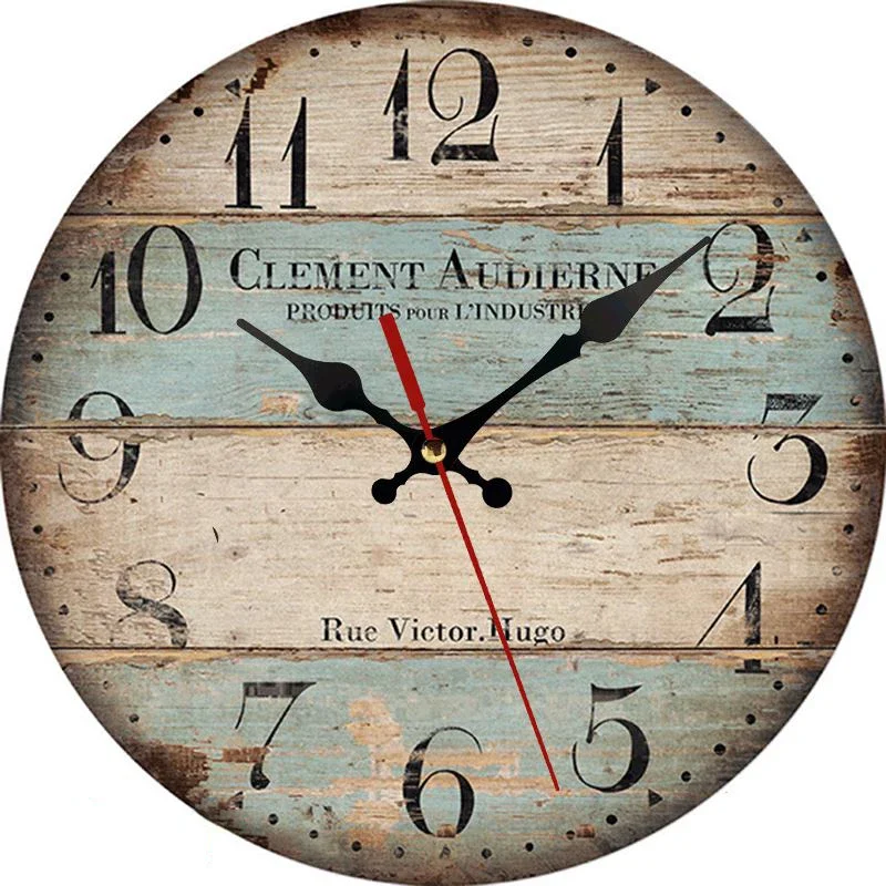 

12Inch Vintage Wooden Wall Clock 30cm Modern Design Rustic Retro Clock Home Office Cafe Decoration Art Large Wall Watch Clock