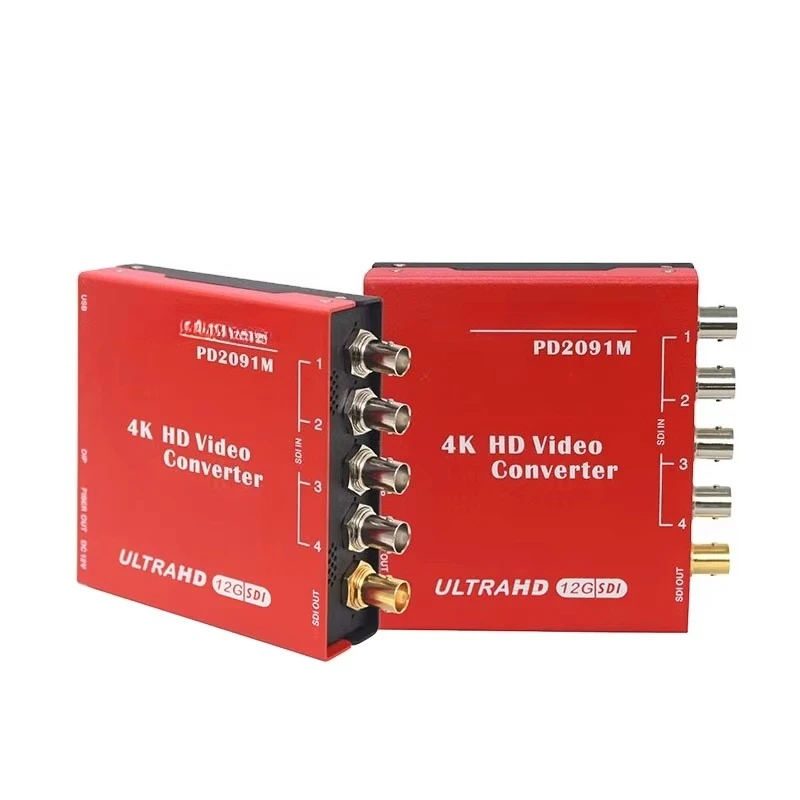 

2019 New Product Quad Link 1.5G/3G to 6G/12G SDI Fiber Optic HD Video Converter Aluminum Alloy for TV Broadcast