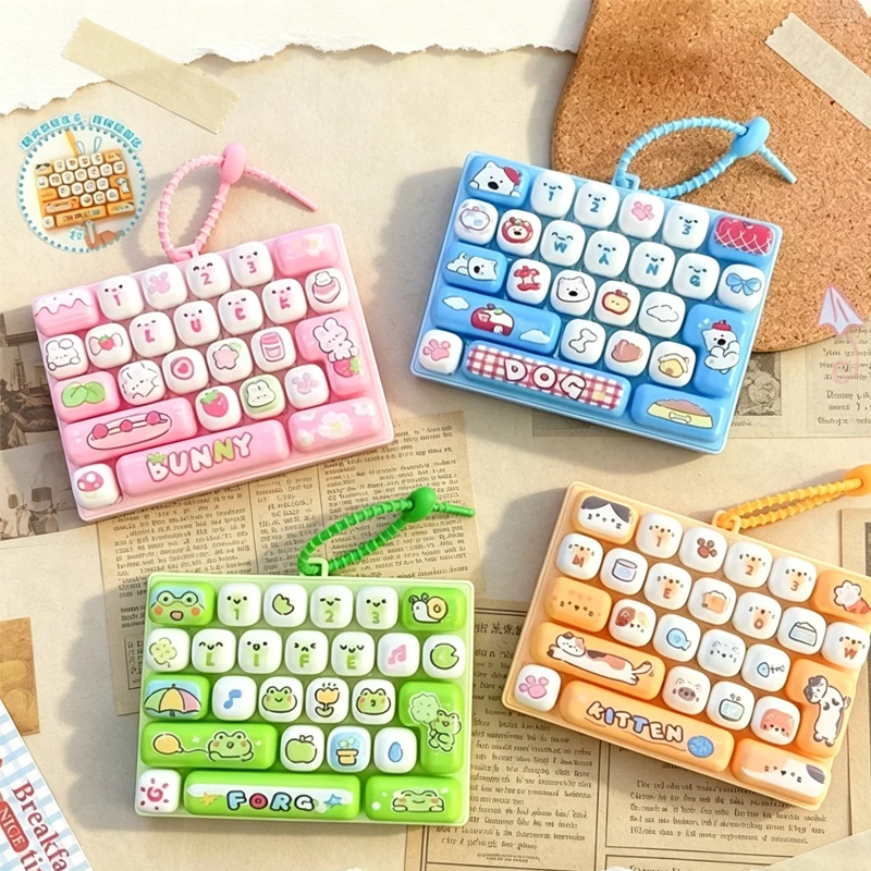 26Grid Keycap Clicker Anti Stress Fidget Keyboard/ Keychain Decompression /Button Cartoon Hand /Relax Party Favor Gift 26구 키캡 키링