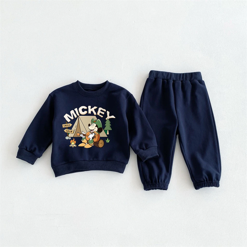 الأولاد ملابس الطفل ميكي ماوس هوديس بلون السراويل 2 قطعة مجموعة بلوزات فضفاضة كل مباراة السراويل الخريف ديزني الملابس #3