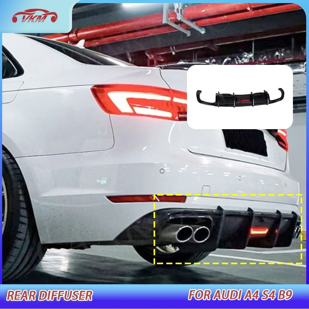 

Защита заднего диффузора из сухого углеродного волокна для Audi A4 S4 B9 2017-2019, стандартный задний бампер, диффузор, спойлер, комплекты кузова из АБС-пластика FRP