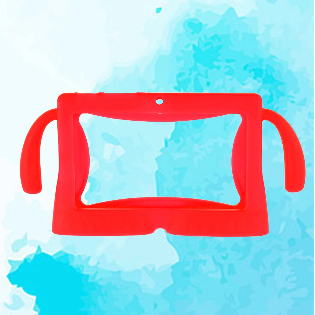 غطاء سيليكون للكمبيوتر اللوحي Q88 مقاس 7 بوصة باللون الأحمر الوردي ومقاوم للصدمات ومتين وسهل الإمساك ومقابض جميع المنفذ وغطاء الكمبيوتر اللوحي القابل للوصول إليه