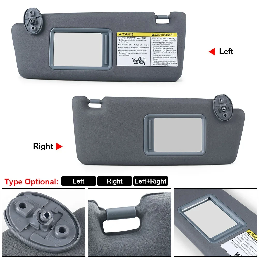 For Toyota Tacoma Sun Visor 05-14 Gray Left Driver and Right Passenger Side 74320-04181-B1,74310-04081-B0 With Mirror No Light