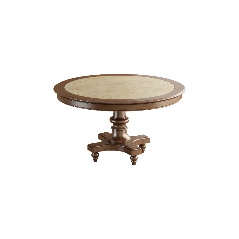 

American retro pure solid wood slate round dining table and chair combination 1.5m round table 1.35m round ash dining table