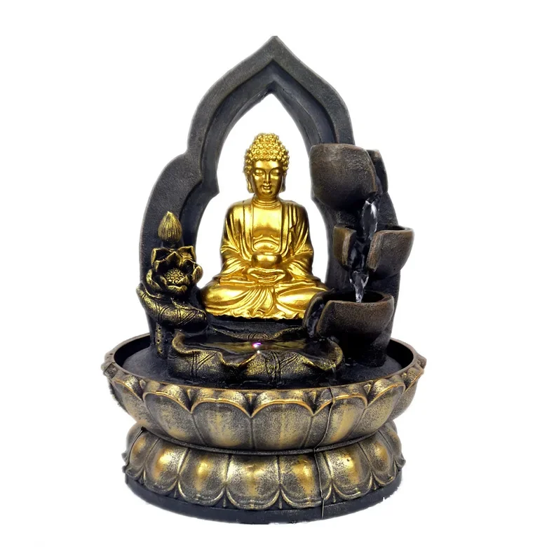 

Southeast Asia Buddha Statue Fountain Living Room Humidifier Desktop Feng Shui Lucky Ornaments Home Decorations