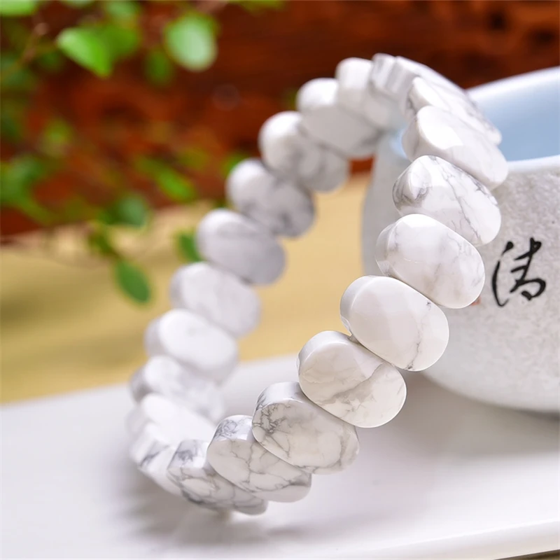 

Натуральный браслет Howlite для женщин и мужчин, оригинальный энергетический лечебный браслет из голубого камня для йоги, ювелирные изделия, 1 шт. 14x9x5 мм