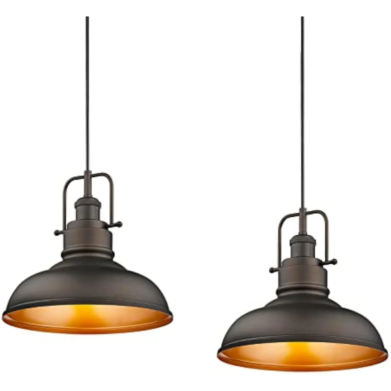 

2 Pack Farmhouse Pendant Light Fixtures, 11-Inch Ceiling Hanging Light Fixtures for Kitchen Dining Room, Oil Rubbed Bronze Fin