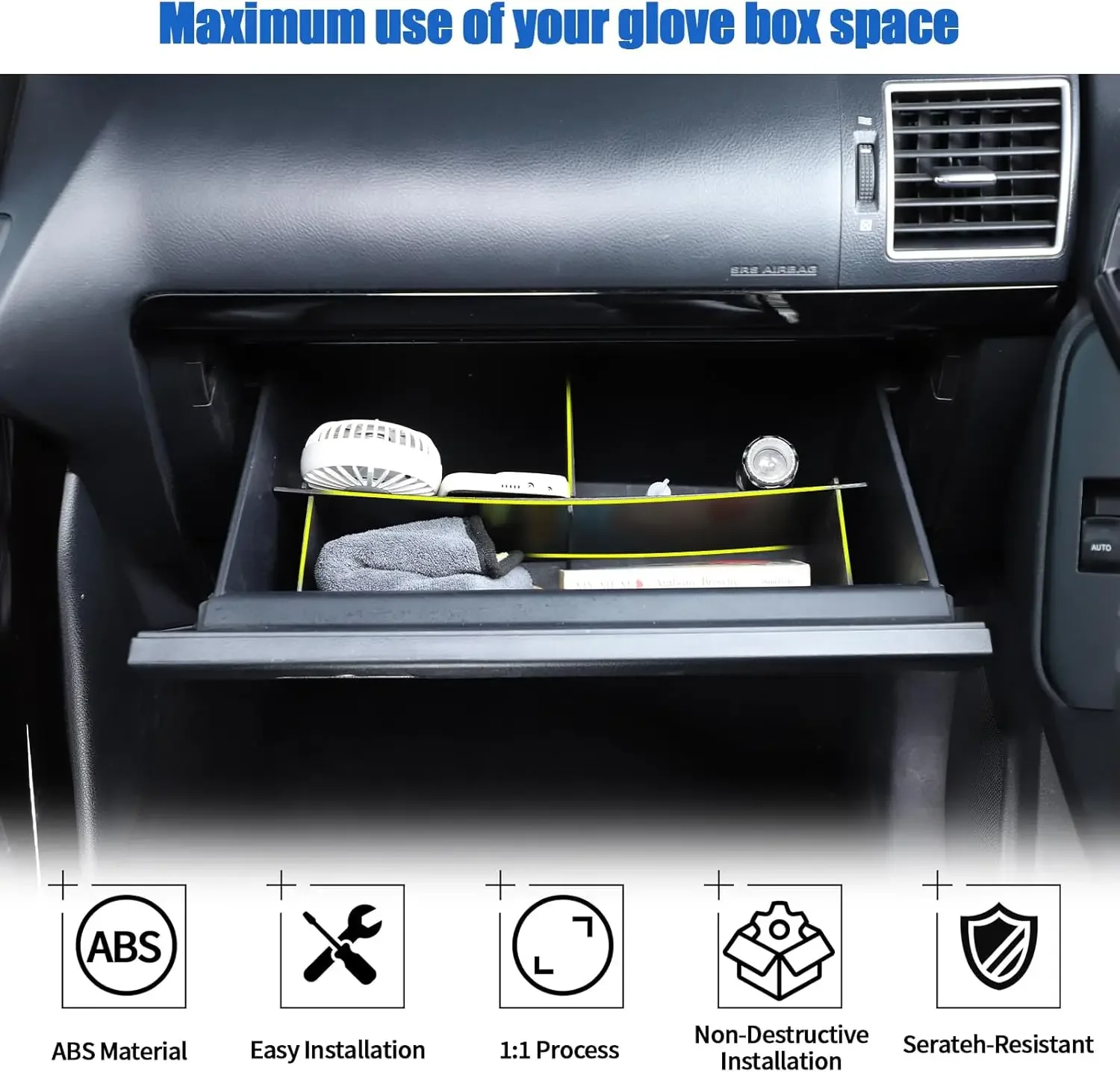 For Toyota Land Cruiser Prado LC150 J150 FJ150 2010-2023 Car Glove Compartment Organizing Divider Organizer Prado Storage Box