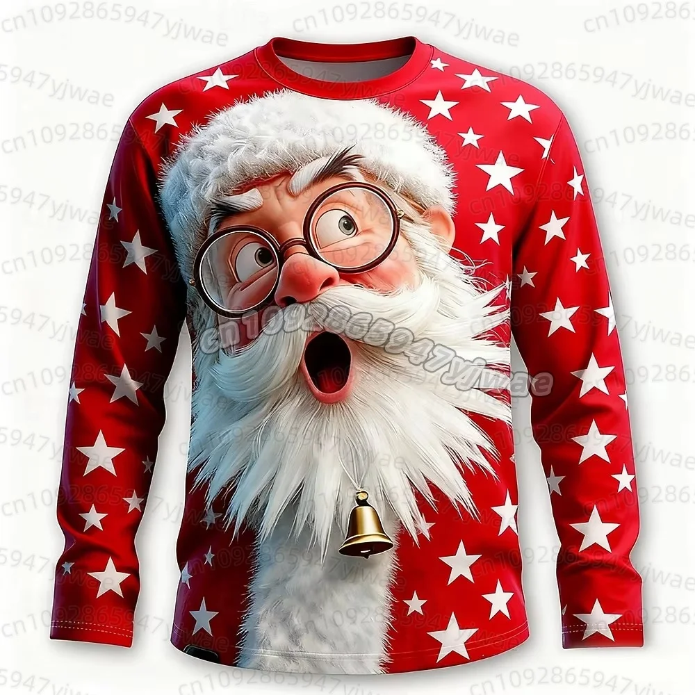 2026 Weihnachts-T-Shirts für Männer mit Weihnachtsmann-Print, Langarm-T-Shirt mit Rundhalsausschnitt, Trendige Streetwear für Weihnachtsfeiern, Herbst-T-Shirt für Männer und Frauen – Detail 23