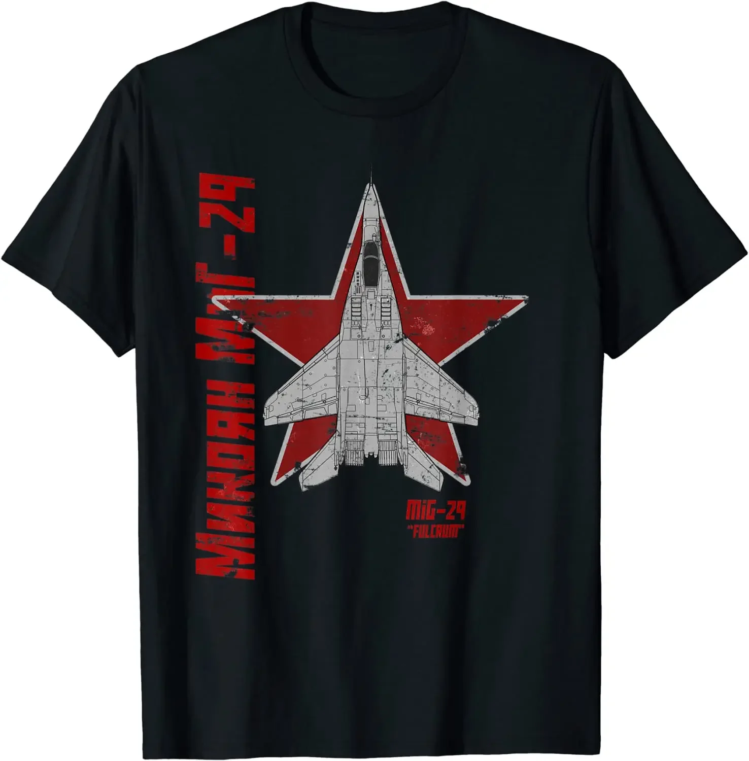 Soviet Cold War Jet Airplane Cyrillic MiG-29 Fulcrum Fighter T-Shirt 100% Cotton O-Neck Summer Short Sleeve Casual Mens T-shirt