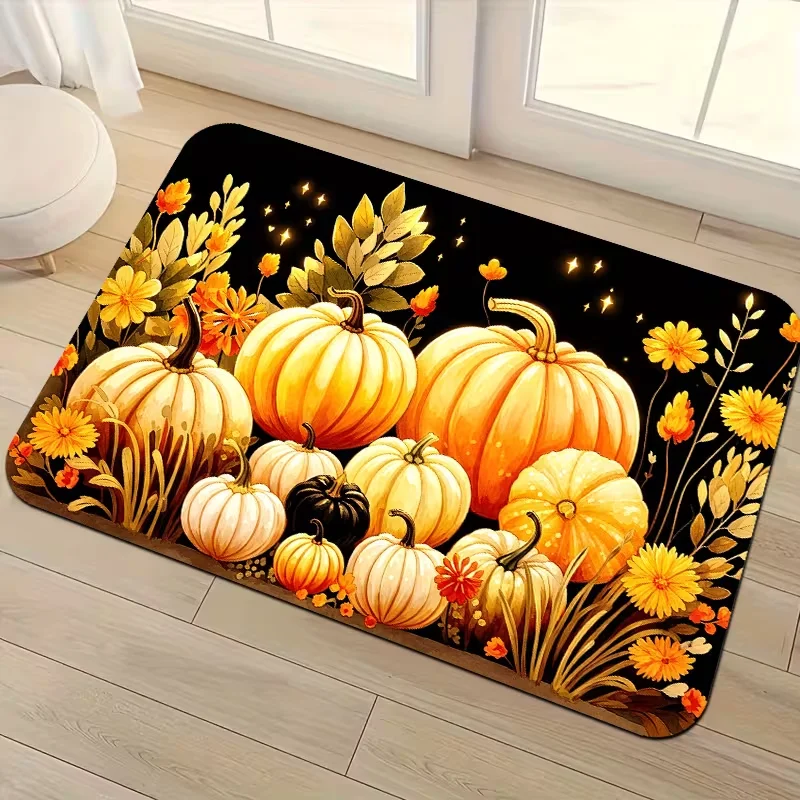 Sunflower Gnome Couple Decorative Doormat Cute Faceless Dwarf Pattern Floor Rug Spring Summer Art Entryway Carpet