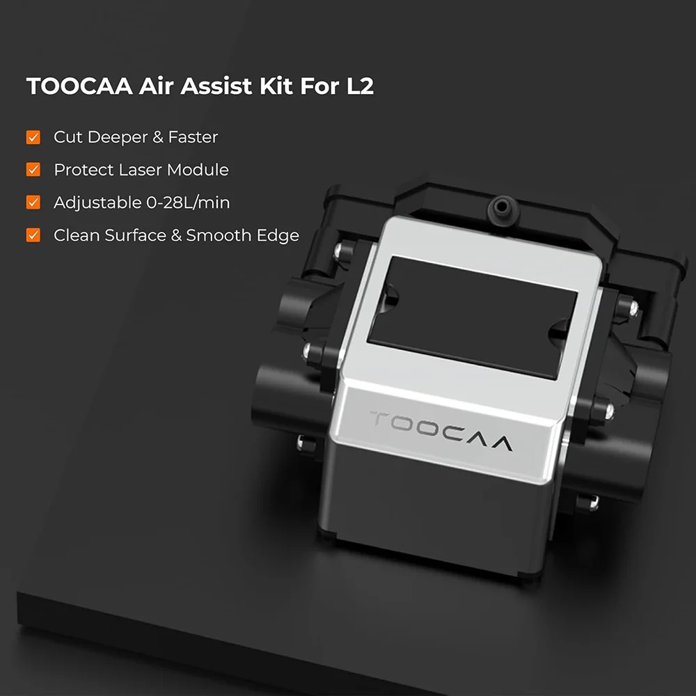TOOCAA Air Assist Pump For L2 Laser Engraver Adjustable 0-28L/min Airflow for Cleaner Surface and Faster Wood Acrylic Cutting