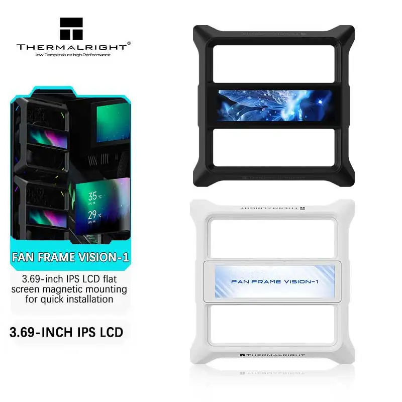 Thermalright FAN FRAME VISION-1 12cm Custom 3.69-inch IPS LCD flat Screen Magnetically Attachable Computer Case Fan Frame