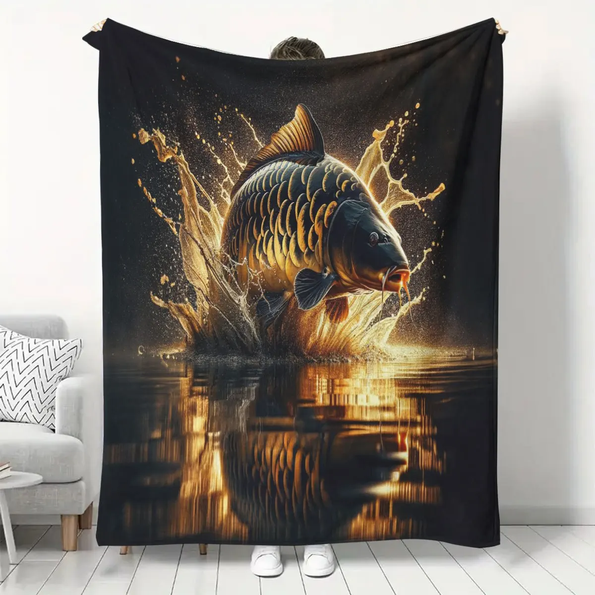 Diving Fish New Flannel Blanket, Throw Blanket, Car Nap Blanket, Air Conditioning Blanket, Office Sofa Blanket. Suitable for Tra