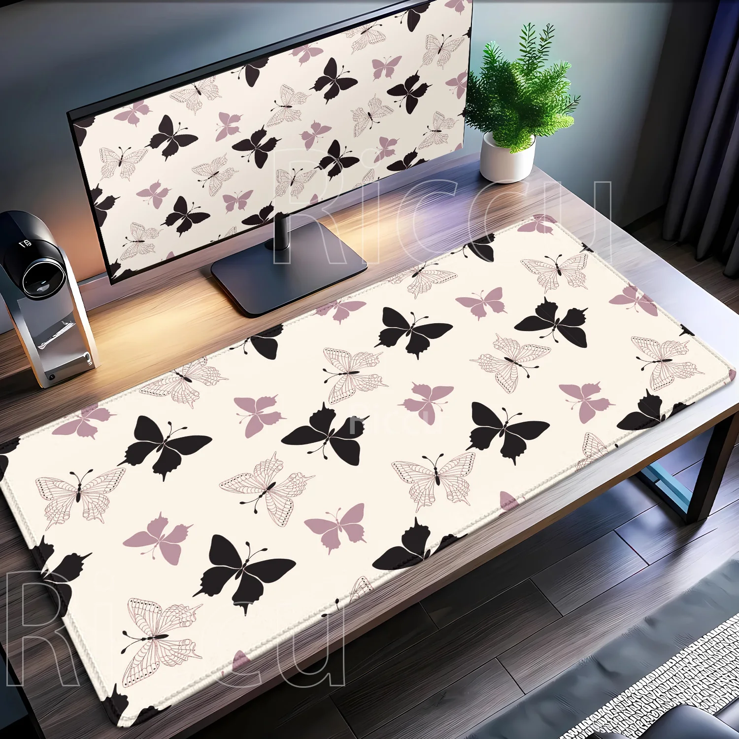 HD printing Butterfly Mouse Pad Large Computer Office gaming Table Mat XXL Rubber Anti-slip base Stitched Edges Keyboard DeskMat