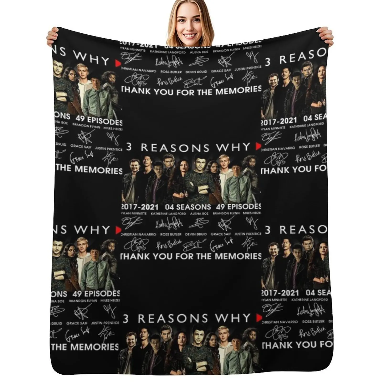 13 Reasons Why Members Signature And Thank You For The Memories Shirt Throw Blanket Easy Care Comfortable Blanket for Couch