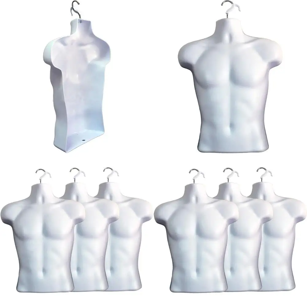 

Набор из 3-х мужских манекенов для одежды размеров S-M, белые, с крючками для подвешивания и возможностью размещения на витрине