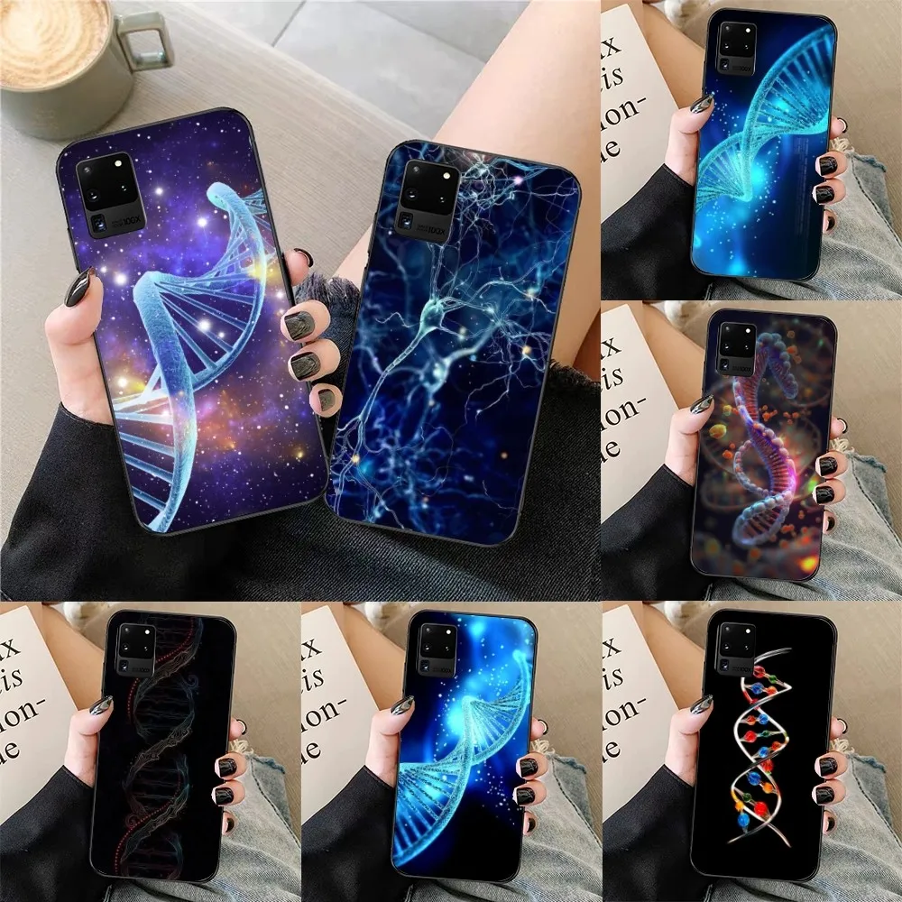 DNA Brain Neuron Mobile Phone Case for Samsung Galaxy S24 S23 S22 S21 S10 S9 S8 Plus Ultra Black Soft Phone Cover Funda