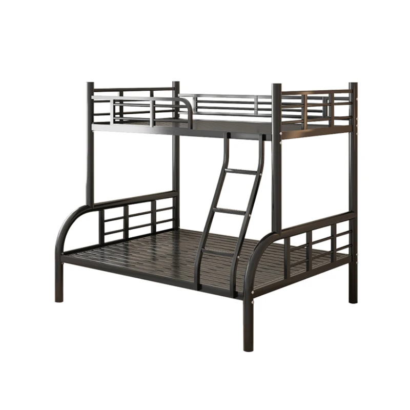 Top and bottom bunk iron art mother and child bed apartment, European style high and low bed small unit rental housing, double