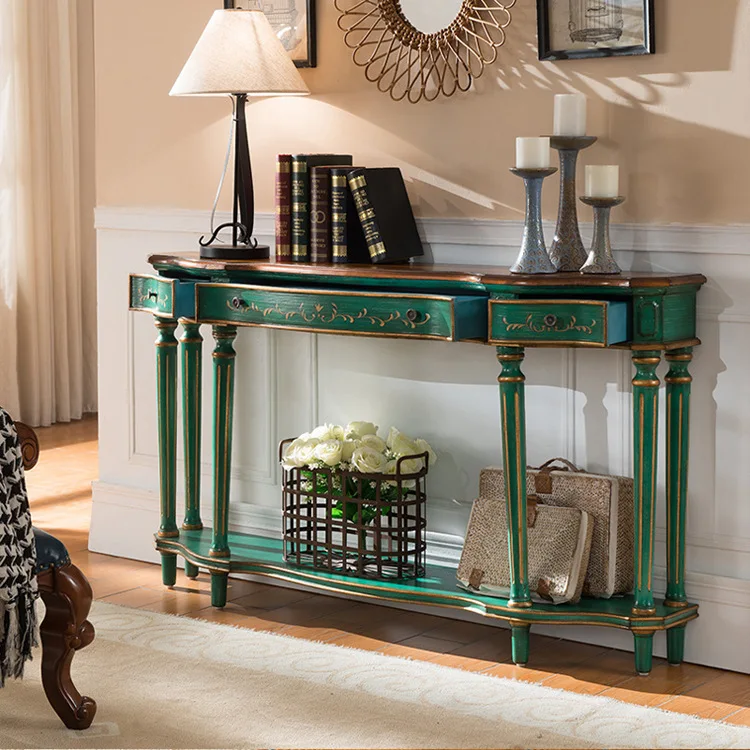 CX solid wood entrance table three buckets against the wall narrow side cabinet sofa back few