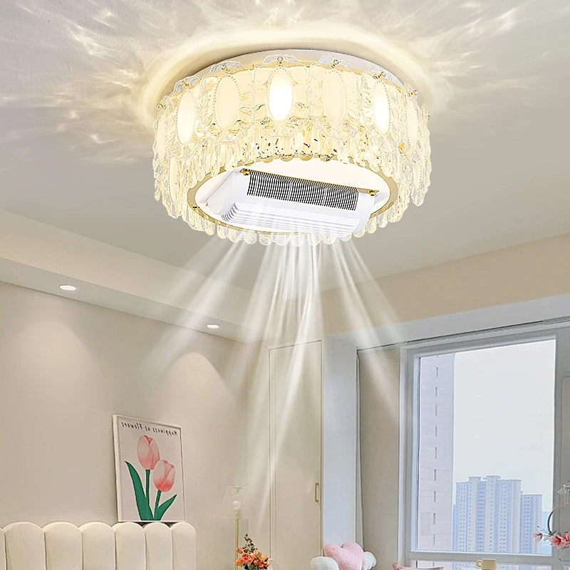 Modern Living Room Crystal Ceiling Fan Light Home Decoration Ceiling Lamps Luxury Dining Room Bedroom