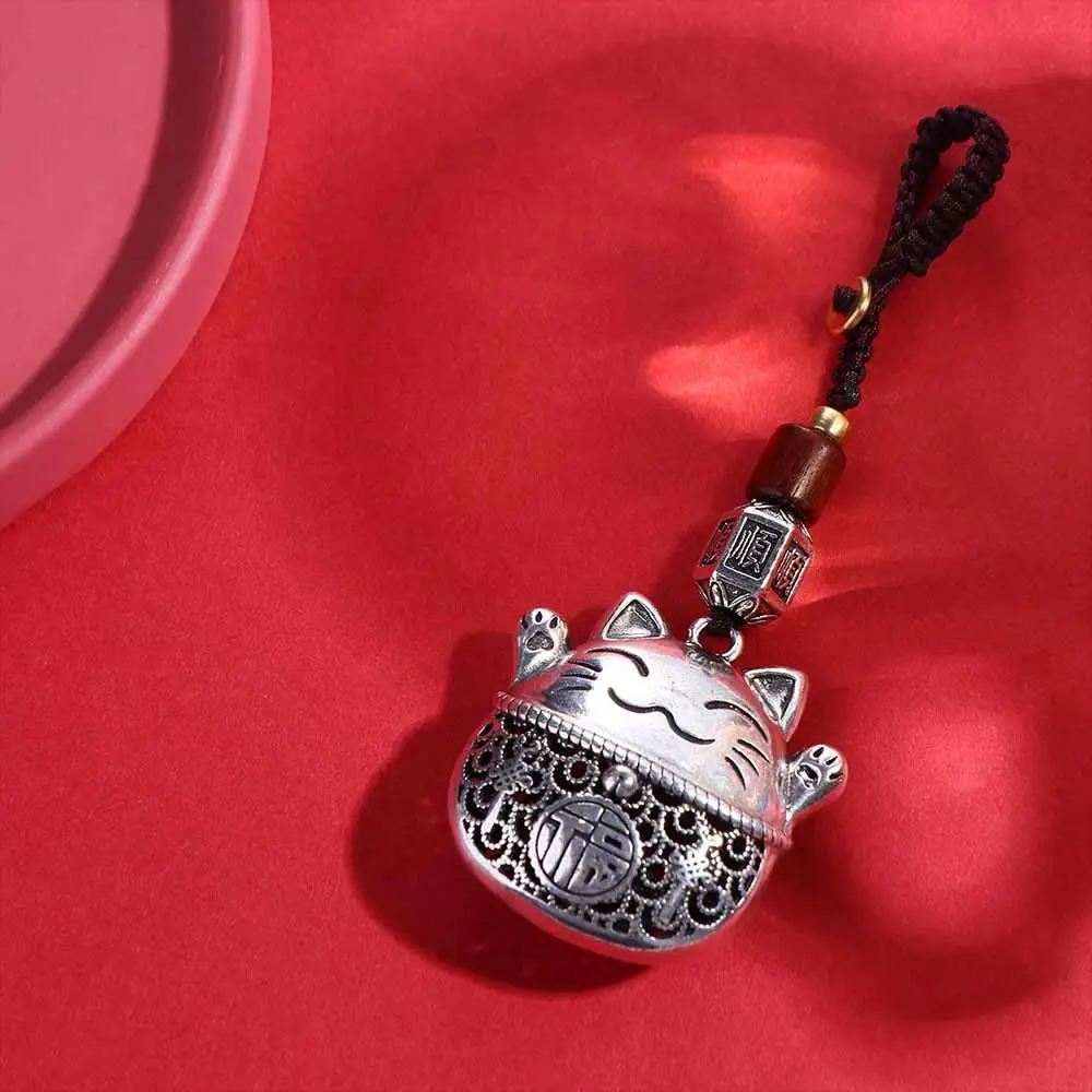 Decoration Hand-woven Phone Pendent Short Lanyard Maneki Neko Pendant Lucky Cat Key Chain Key Chain Strap Chinese Style Pendant