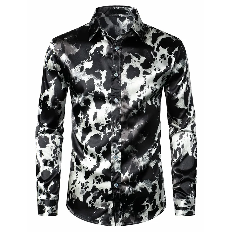 Camisas de leopardo para hombre, Camisas de manga larga hawaianas, blusa de playa de Cuba, ropa de calle con botones, 2024