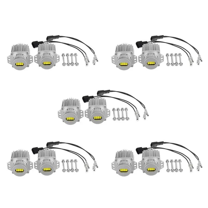 AB56-10Pcs Angel Eyes Canbus 80W LED Headlight Marker Light Bulbs Error Free For -BMW E90 E91 3 Series 2005-2008 Super White