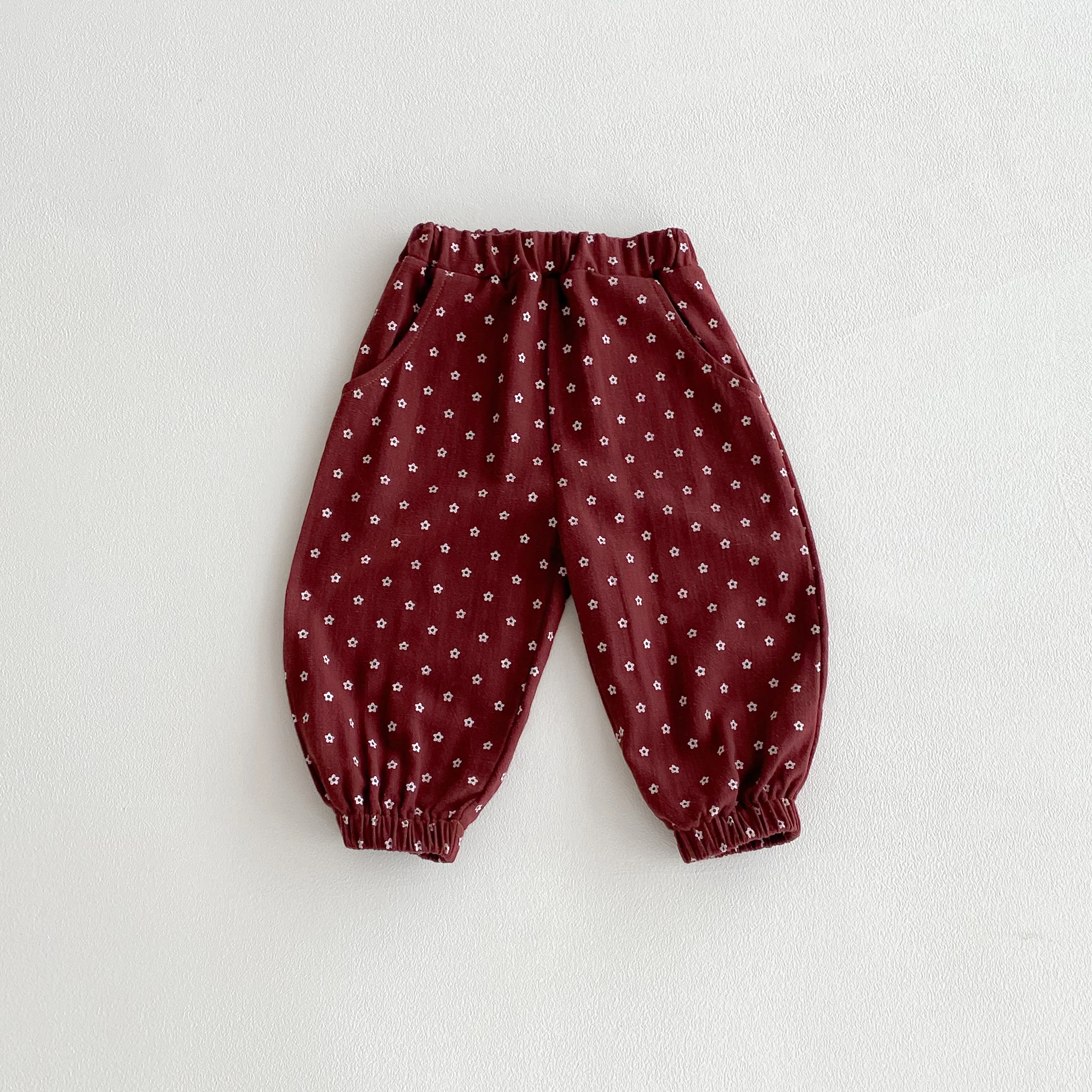 New Style Soft and Smooth Floral Print Girls' Baby Casual Loose and Comfortable Breathable Long Pants in Korean Style