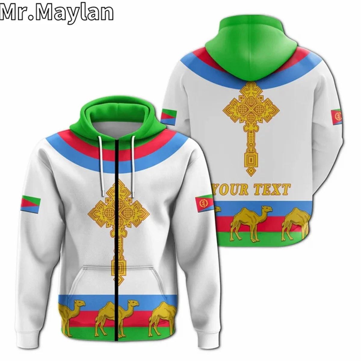 Africa Country ERITREA Dromedary And Olive Branches 3D Unisex Hoodie Men Streetwear Zip Pullover Casual Jacket Tracksuits K-077