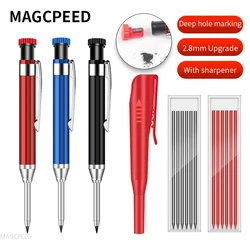 2.8mm Solid Carpenter Deep Hole Maker Construction Pencils with Built in Sharpener for Woodworking Drafting Architect Tool