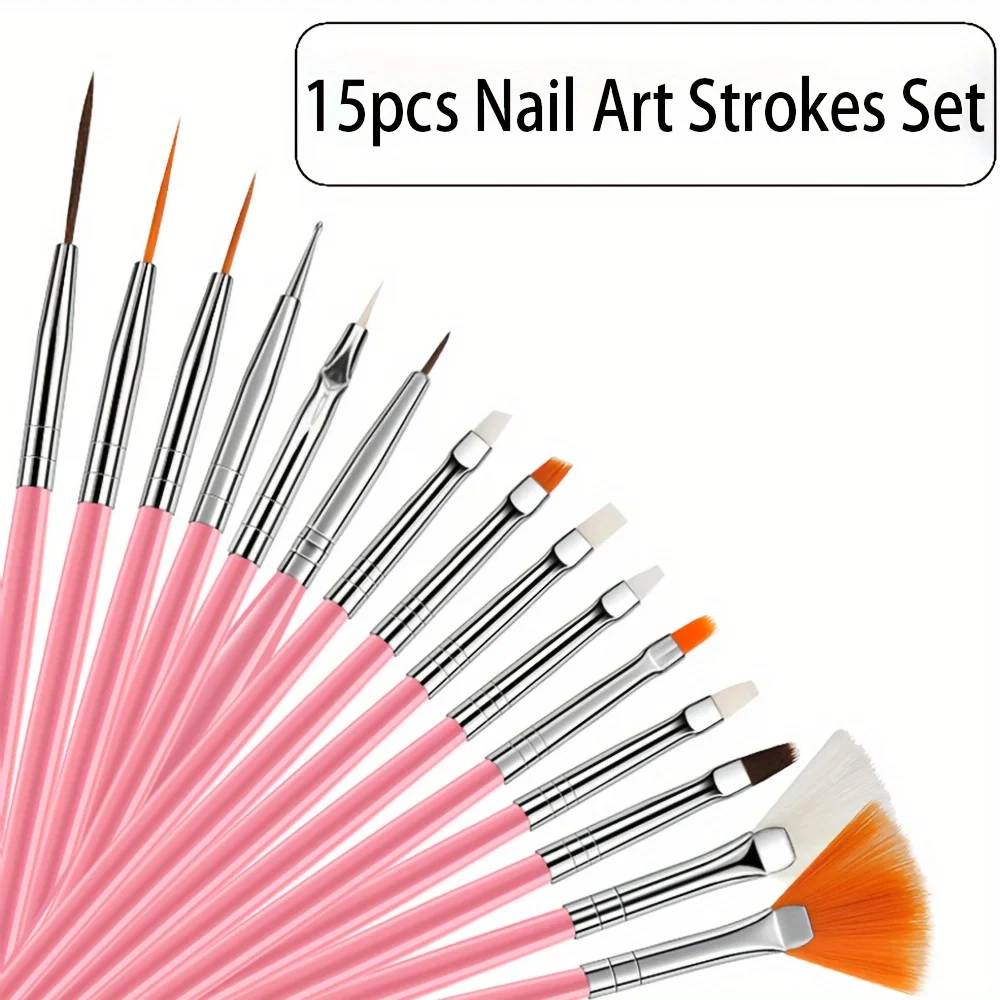 

15pcs Nail Art Brush Set Stripe Long Line Painting Design Nail Polish Pen Women's Nail Art Brush DIY Nail Art Tools