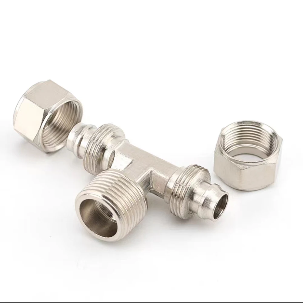 Quick Twisting Joint PB Pneumatic Fitting 6-16mm Fit Hose Connector Pneumatic Fitting T Type Male Nickel Plated Brass