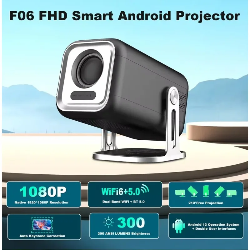 جهاز عرض 4K صغير محمول بسعر خاص لعام 2025 يعمل بنظام أندرويد 13 مسرح منزلي ذكي 5G دليل مدمج 300 ANSI Lumen #2