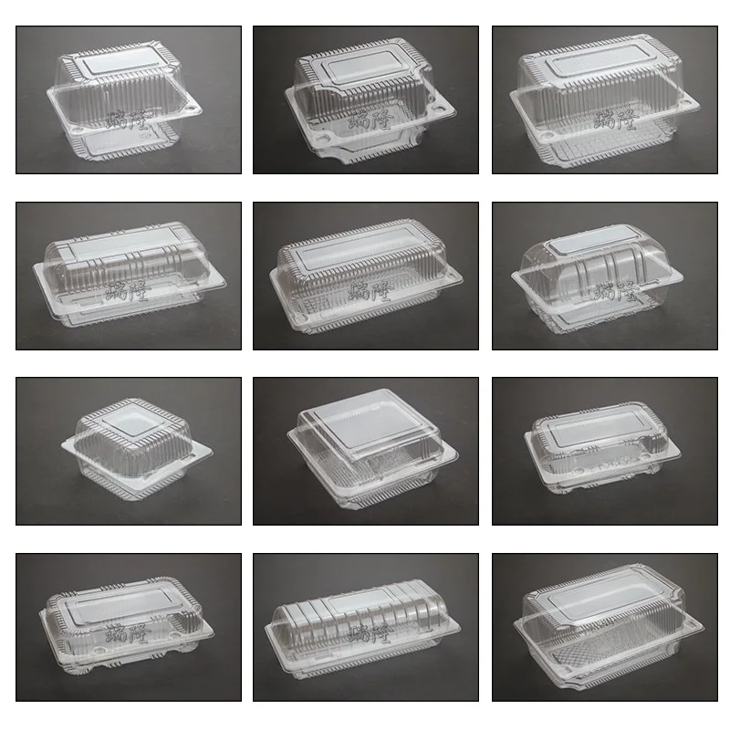 Disposable Square Plastic Box Transparent with Lid Pastries Takeaway Packaging Cake Box Rectangular Commercial Use Kitchen Co...
