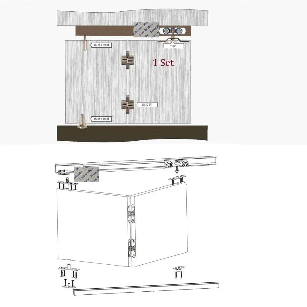 50Kg 80 Kg Plegable Deslizante Pesado Bi-fold Puerta de Madera Plegable Rueda de Rodillo Guía Pivote Bisagra Invisible