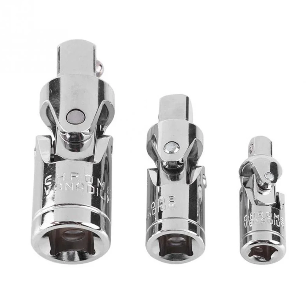 

3pcs 1/4 3/8 1/2in Universal Joint Set Ratchet Angle Extension Bar Socket Adapter Manual Pneumatic Bendable Adapter Socket Tools